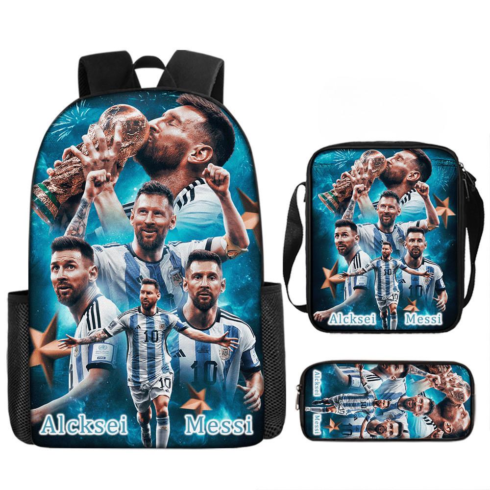 Messi Soccer Kids Backpack Set With Breathable Oxford Fabric For School Children