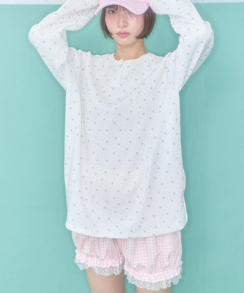 Syakili Coco Henley Neck Waffle Top (White)