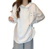 Women's Double-Sided Fleece Hooded Button-Up Loose Long-Sleeve T-Shirt, Slimming Trendy Top - Autumn/Winter 2025