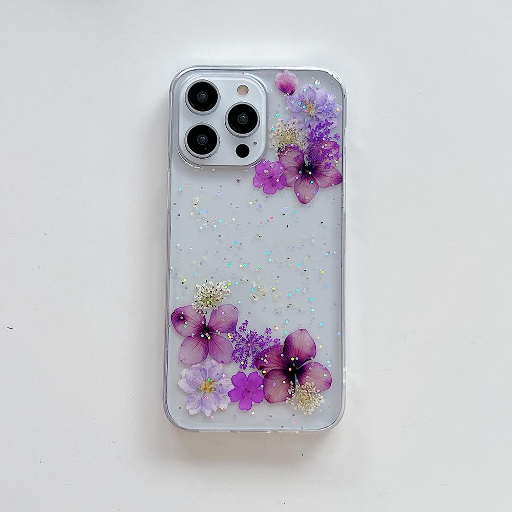 

Purple Dry flower Phone Case For iPhone 17 Air 16 15 14 13 12 11 Pro XR X XS Max 7 8 Plus 6 6s mini Soft Shockproof Cover iPhone 7