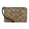 COACH Corner Zip Coated Canvas With Leather Wrist Bag Clutch Small Women's Khaki CB855-IMRQE