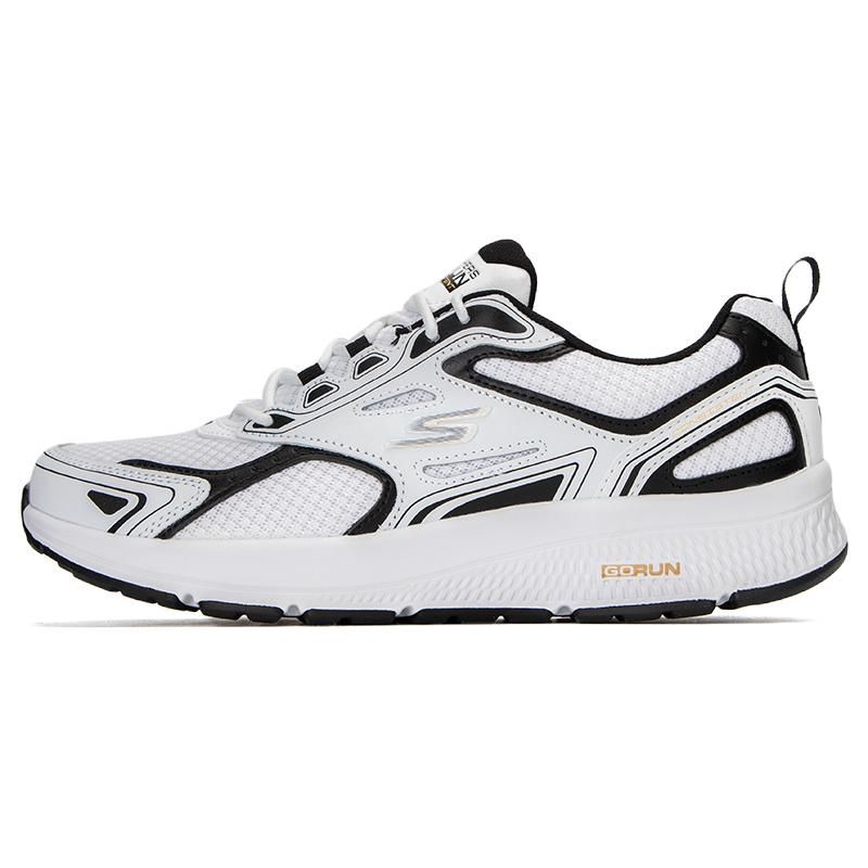 Skechers Go Run Consistent Модные Универсальные Сетчатые Синтетическая Кожа Низкие Беговые Кроссовки Мужские Кеды Белый Черный 220034-WBK 42.5