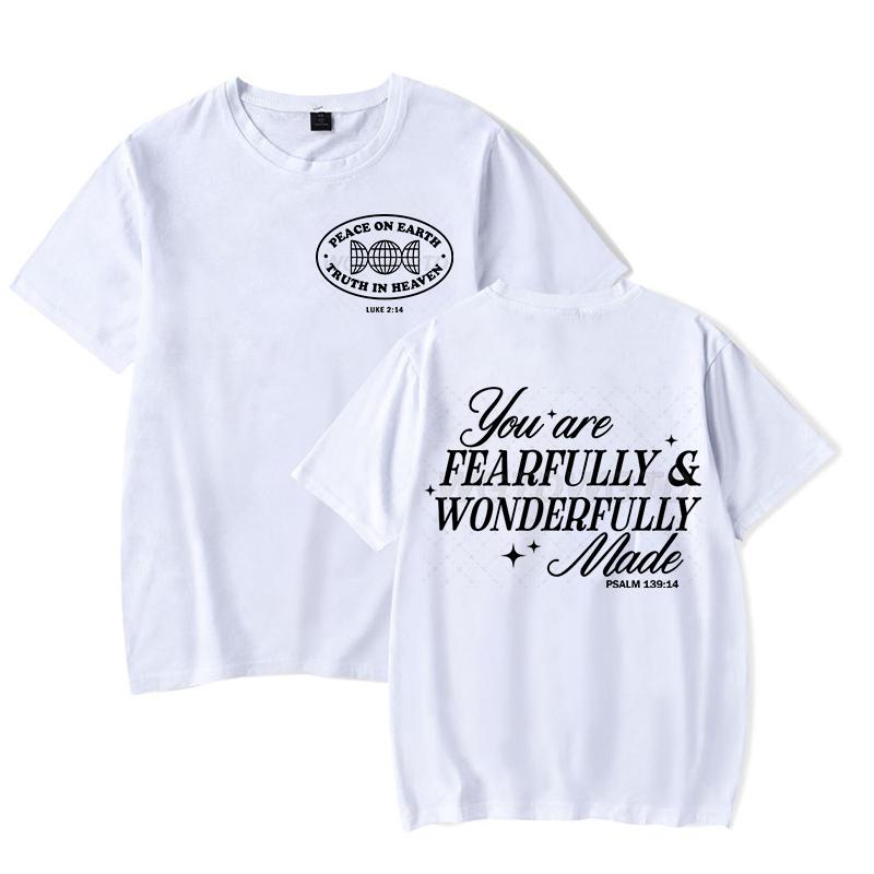 Gift for Christian Tshirt You Are Fearfully Wonderfully Made Graphic T Shirts Women Funny Religious Christian Faith Tee Shirt S