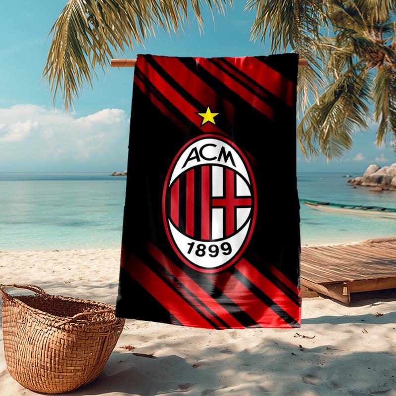 Ultra-Soft Beach Towel with AC Milan Theme,Ideal for Pool - Camping, Diving - Perfect Travel Essential, Vibrant Beach Towel.