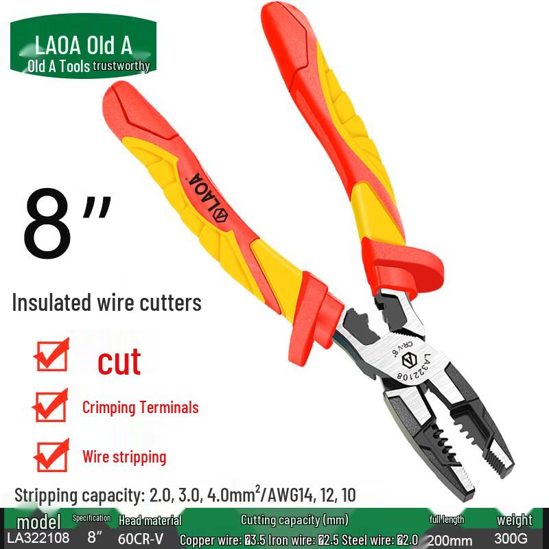LAOA VDE Insulated Multi-Tool Electrician Pliers