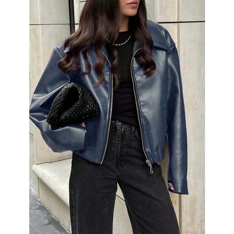 

QICED Women s Vintage Casual Solid Color Print Autumn Winter Long Sleeve Jackets & Coats XXL королівський синій колір