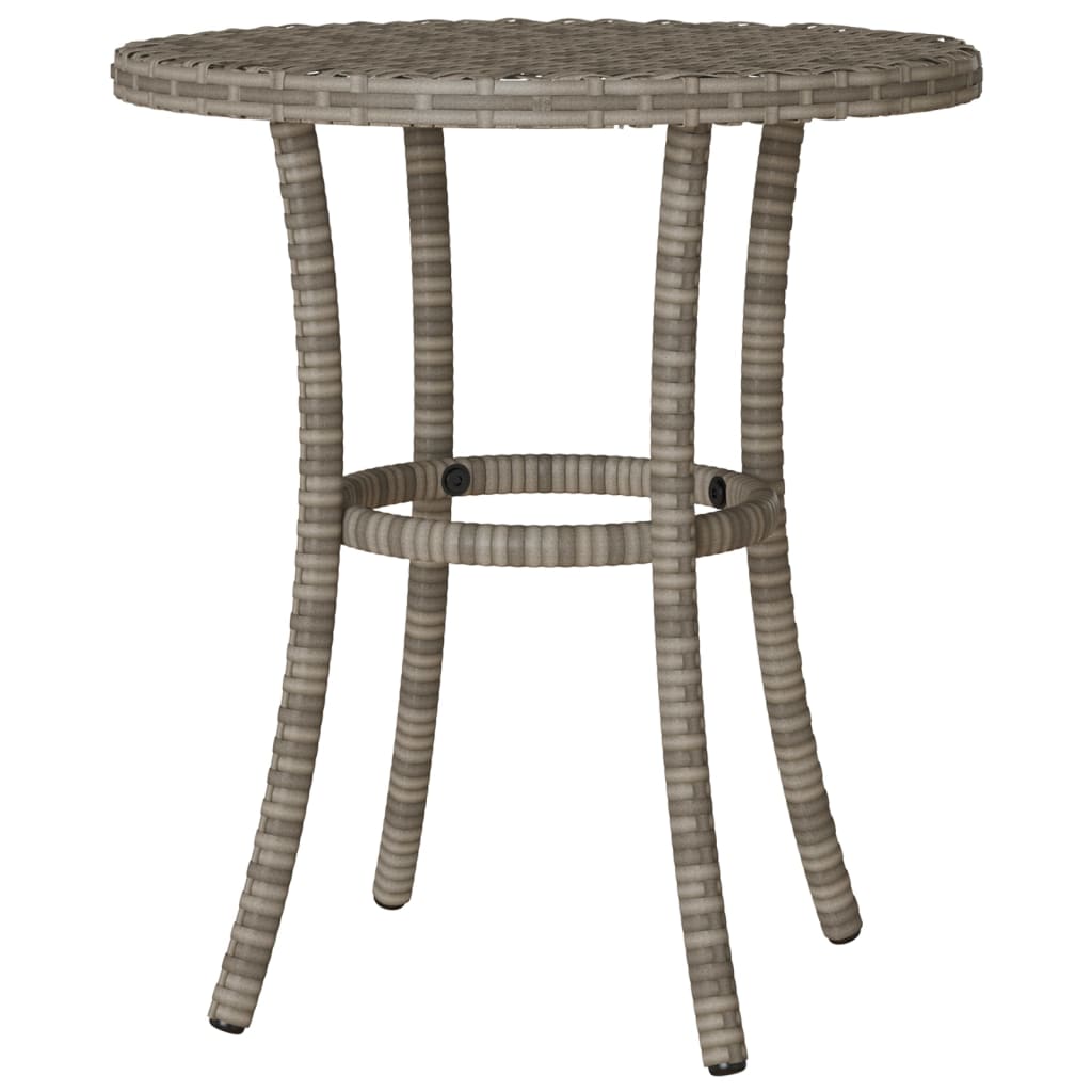 3 Piece Bistro Set with Cushions Grey Poly Rattan