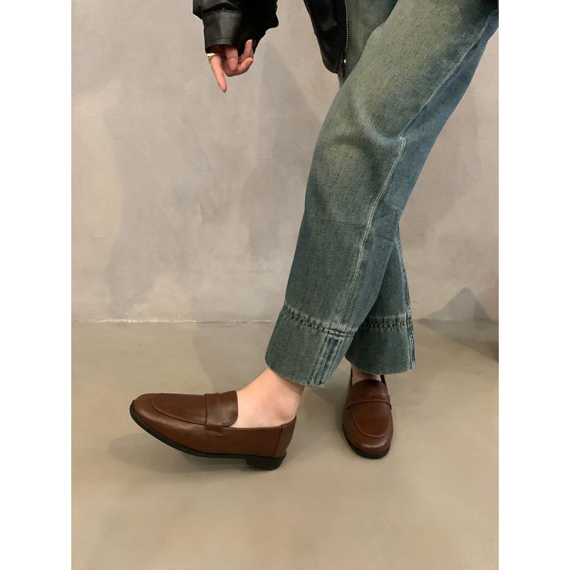 Soft Sole Version~ Internet Celebrity Versatile Fashion British Style Small Leather Shoes Women's Shoes 2025 Autumn Flat Bottom Brown Loafer Single