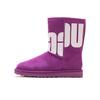 Classic Short 2 Chopped Cow Suede Warm Durable Non-Slip Casual Comfortable Mid-Calf Snow Boots Women Boots Purple 1129231-PLSK