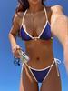 Color Block Triangle Tie Side Sexy Two Piece Bikini Set Elegant For Vacation