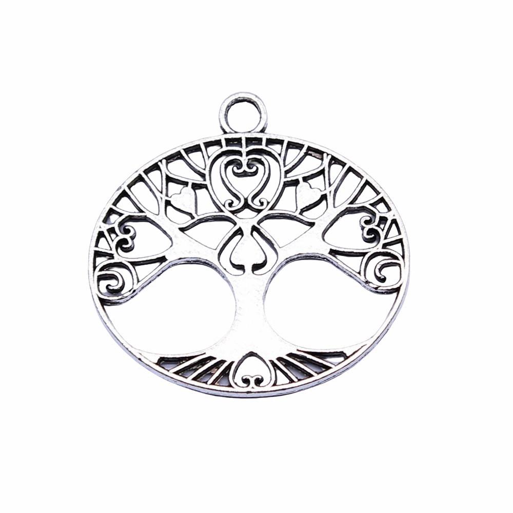 Charms Round Tree Of Life Pendants Vintage Jewelry Supplies QC109