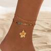 SHIXIN 3 Piezas Tobillera Exquisita Boho con Colgante de Flor de Zirconia para Mujer Moderna Cadena de Pie Multicapa Color Dorado Joyería de Playa Regalo