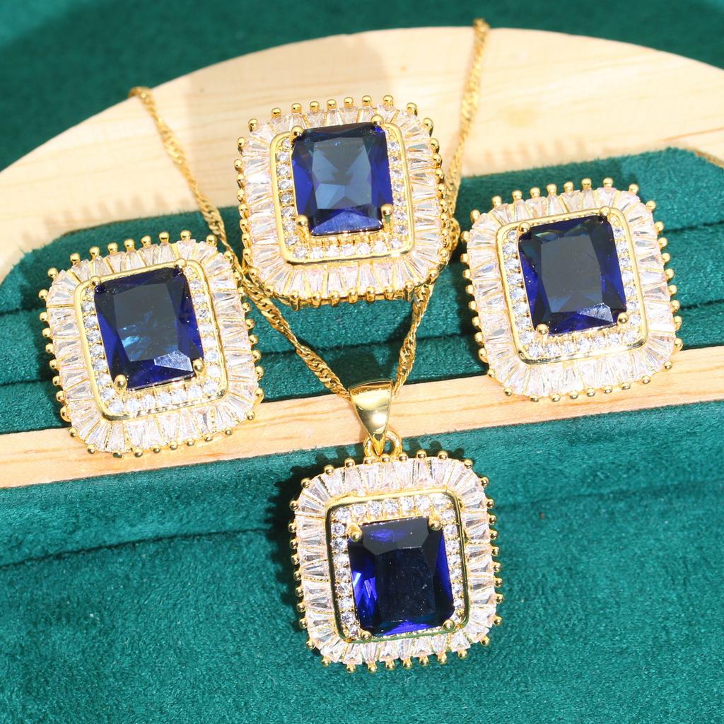 Europe and The United States Hot Jewelry Allergy AAA Zircon Necklace Earring Ring