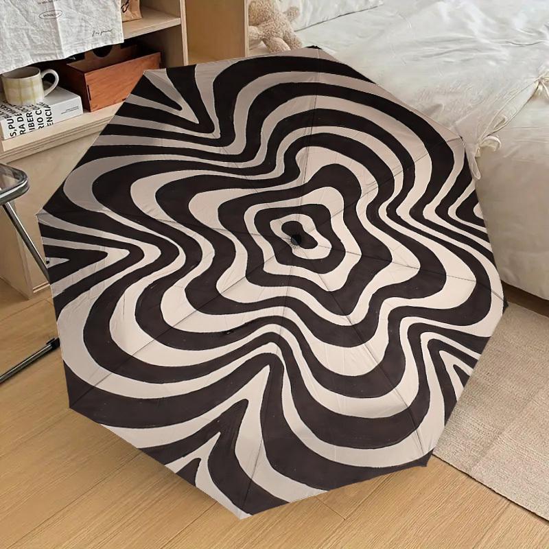 1PC Op Art Spiral Umbrella-8-Rib Reinforced, Automatic Open, Lightweight & Durable, Cute Fashion Accessory for Outdoor, Beach, or Casual Use, Beach Um
