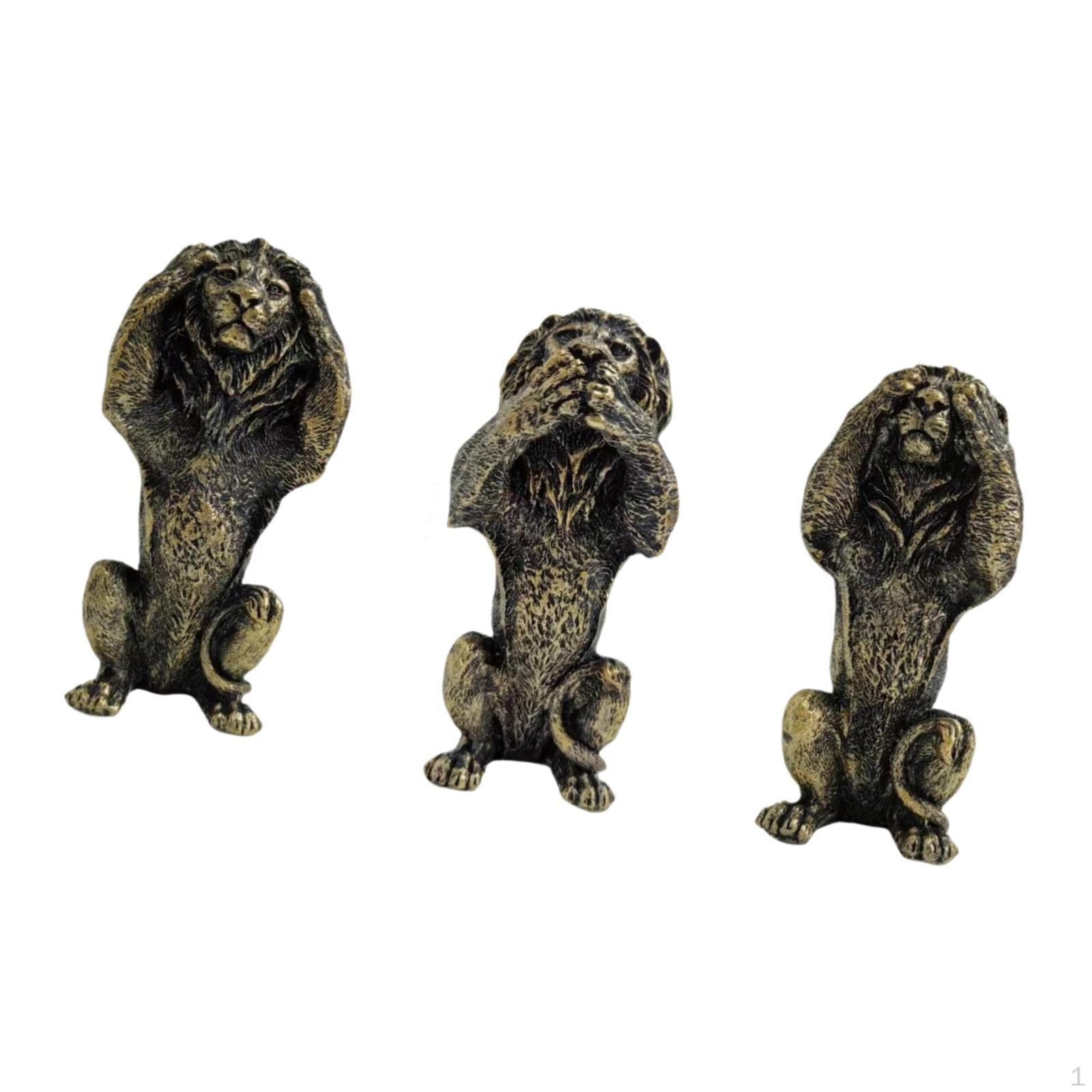

3 шт. статуя льва модель животного скульптура настольная фигурка для полки стола