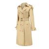 Trench da donna di taglia europea, vita lunga, maniche lunghe alla moda, risvolto, cappotto comodo
