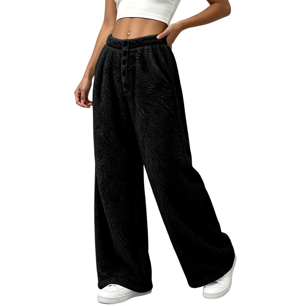 Women's Flannel Pants Loose Wide Leg Casual Comfortable for Home and Everyday