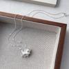 S999 Sterling Silver Cute Cat Necklace for Women - Korean Style 3D Small Cat Pendant on Light Luxury Clavicle Chain