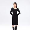 VEROMODA Women's Lamb Wool & Silk Blend Detachable Shawl Knit Dress