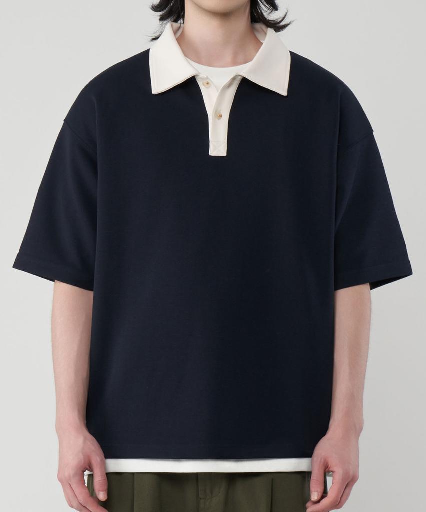 UNTAPPED STUDIO [2Pack] City Boy Oversized Rugby Collar Short Sleeve T-Shirt 3 Colors