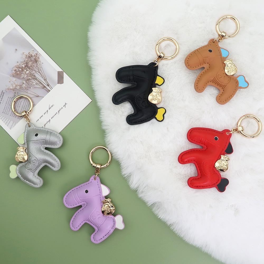 Women's Bag Charm Decoration Bag Pendant Cartoon Rocking Wooden Horse Women's Leather  Bag Charm Key Chain Cute Bag Accessories Gifts
