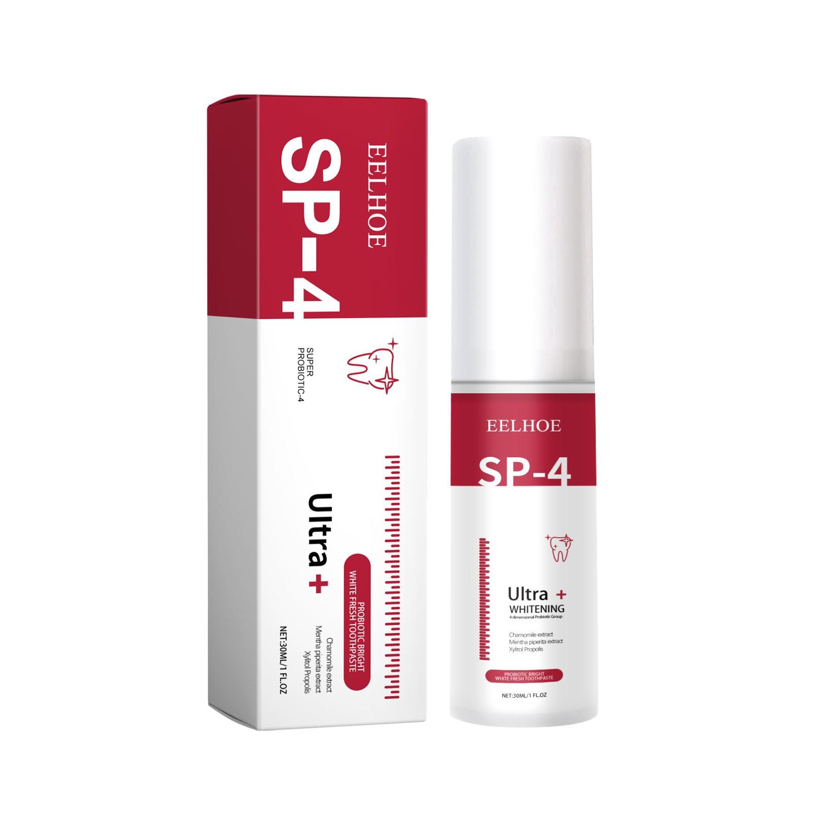 

Зубная паста с пробиотиком, натуральный отбеливатель для зубов SP-4, отбеливающая зубная паста для удаления пятен, отбеливающая зубная паста SP-4, зубная паста «Свежее дыхание», 30 мл One Size