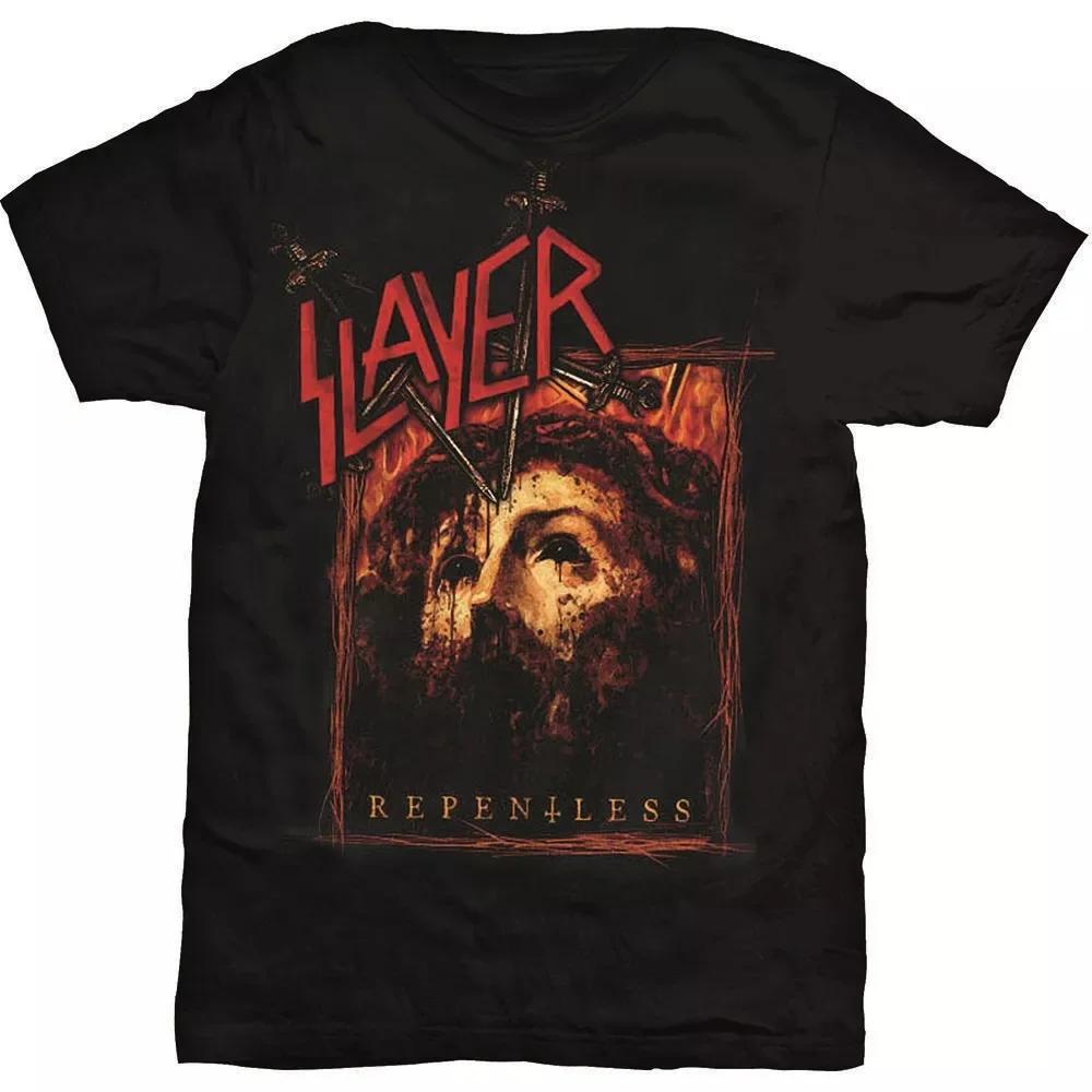 2024 Summer Fashion Men Print Slayer T Shirt O Neck Short Sleeve Band Casual T-shirt Oversize Loose American Street T-Shirt