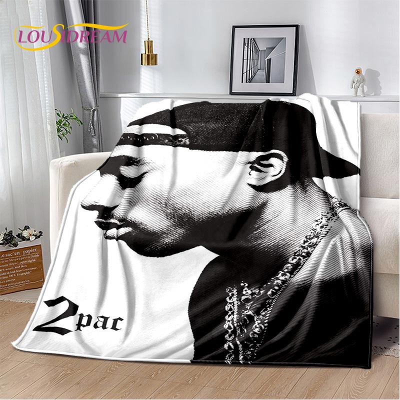 Rapper Eminem Tupac 2pac Hip-Hopová hudba Rapový Bůh Deku, Měkká přehozová deka pro Domov Ložnici Postel Pohovku Piknik Cestování Kryt Dárek