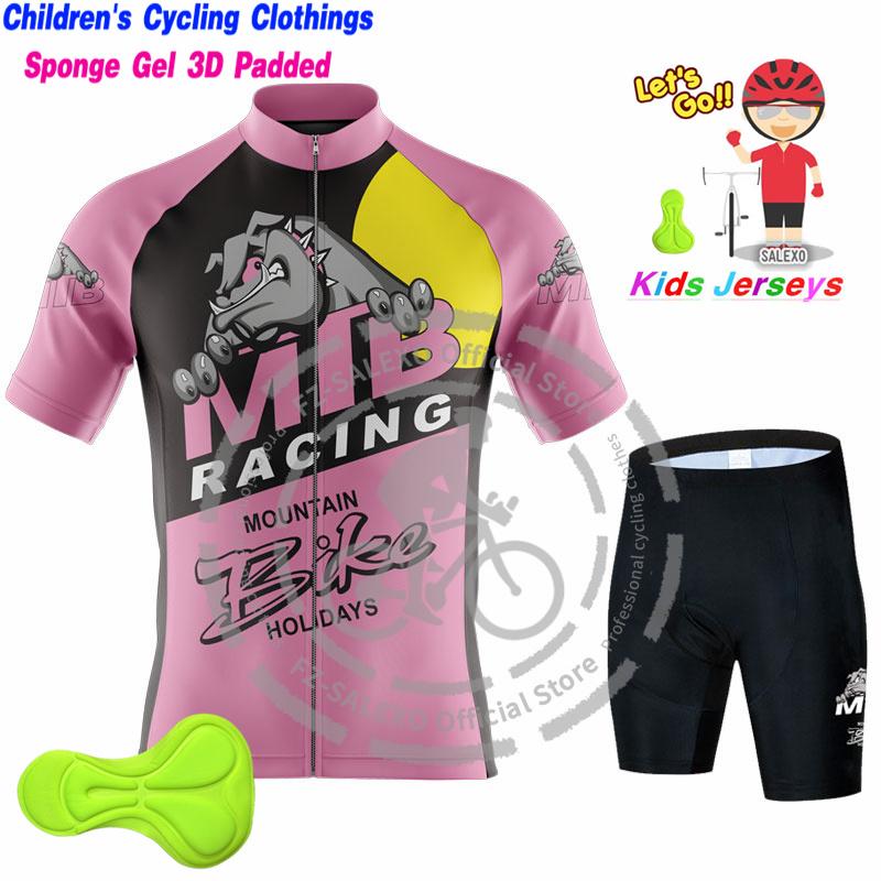 

Kids Summer Cycling Jersey Set Cartoon BOY AND GIRL Short Sleeve Bike Uniform Sports Bicycle Clothing Children MTB Clothes Wear S