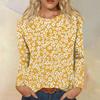 Women's Fashion Casual Long Sleeve Flowers Print Round Neck Top