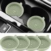 DERRON Waterproof Silicone Car Cup Recessed Easy To Car Drink Non-Slip Mat, Type, Soft, Clean, Coaster, 4-Pack (Green)