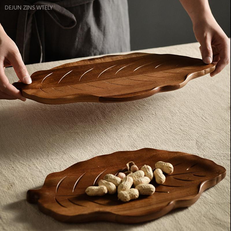 Household Japanese-style Wooden Plate Exquisite Fruit Bread Trays High-quality Picnic Bread and Cake Trays Solid Wood Tea Trays