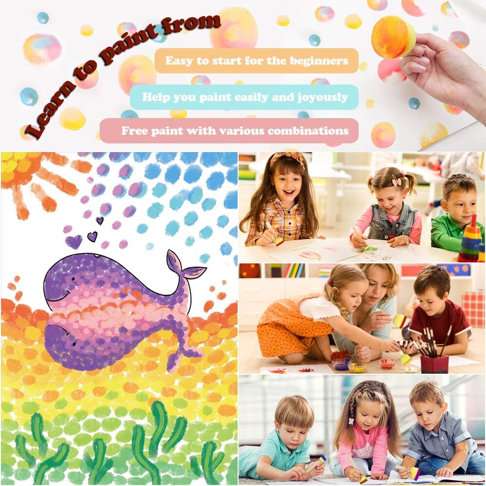 5 Größen Schaumpinsel Schwammpinsel Runder Schwamm Stippler Malwerkzeuge Runde Schwämme Pinsel für Kinder Graffiti Kunsthandwerk DIY Malen