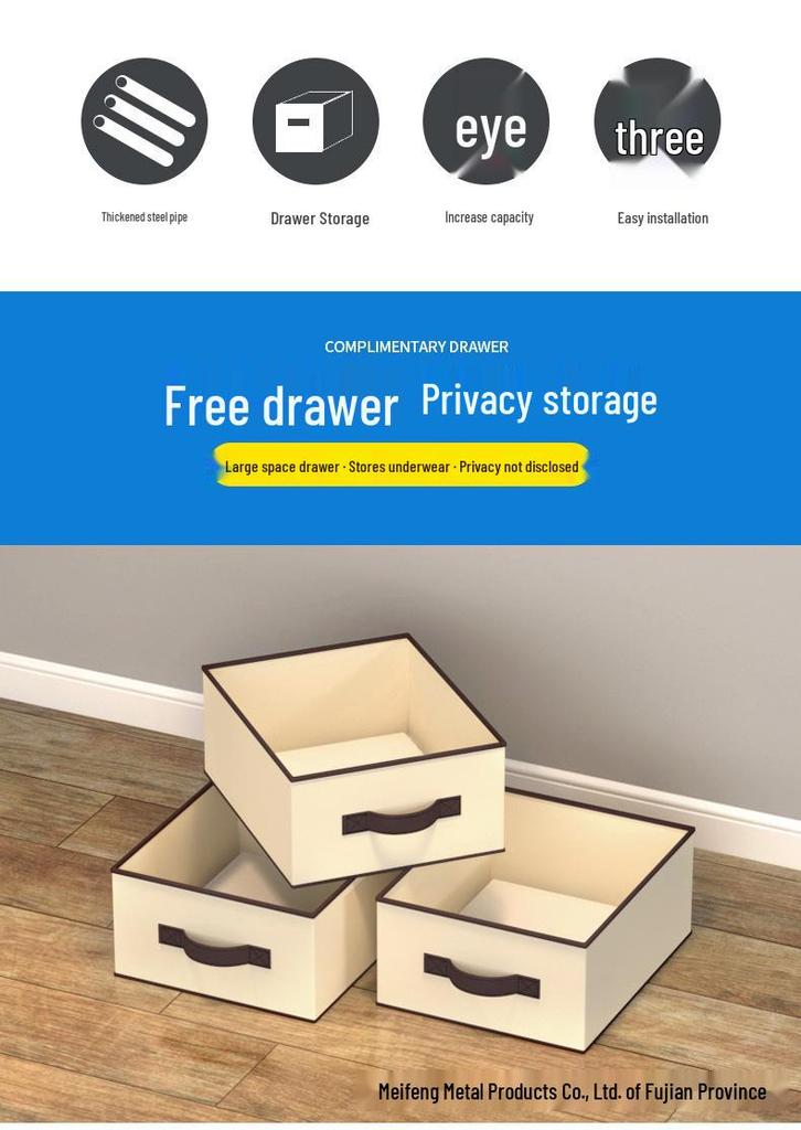 Economical Single-Person Fabric Wardrobe with 3 Storage Boxes, 90CM - Simple, Stylish Organization