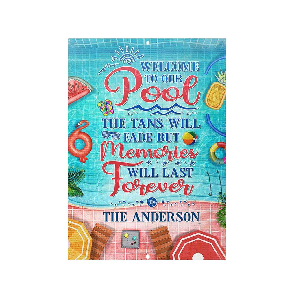 Metal Pool Sign Decorative Wall Plaque Vintage Style Rectangle Design Suitable for Indoor Outdoor Use Durable Material