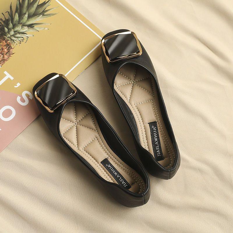 2025 New One-pedal Flat-bottomed Shallow-mouth Single Shoes Women's Spring and Autumn Gentle Evening Comfortable Soft-soled Versatile Doudou Shoes