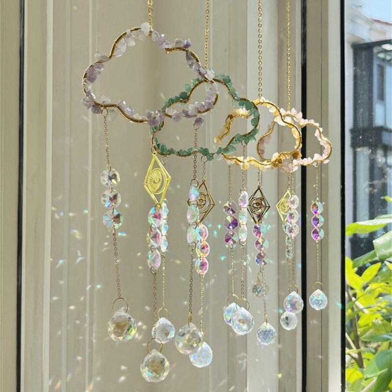 Natural Crystal Wind Bells Wind Chimes Sun Catcher Perfect Art Ornament Window Garden Hangings Ornaments Pendant