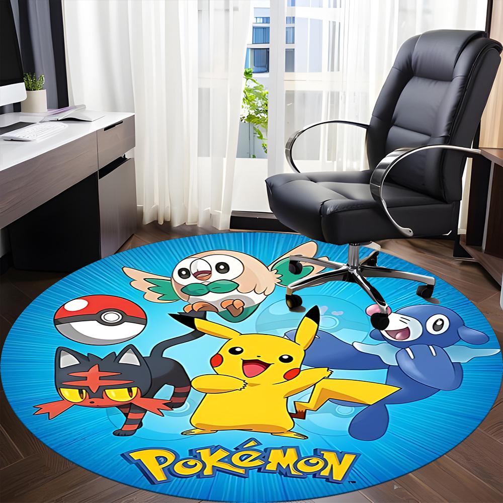 1pc Pokemon Office Round Area Rug, Under Office Chairs Bedroom Living Room Home Decor a1016278