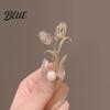 Scarf Holder Women Brooch Sparkling Cubic Zirconia Imitation Pearl Decor