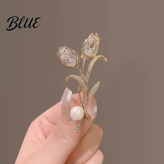 Scarf Holder Women Brooch Sparkling Cubic Zirconia Imitation Pearl Decor