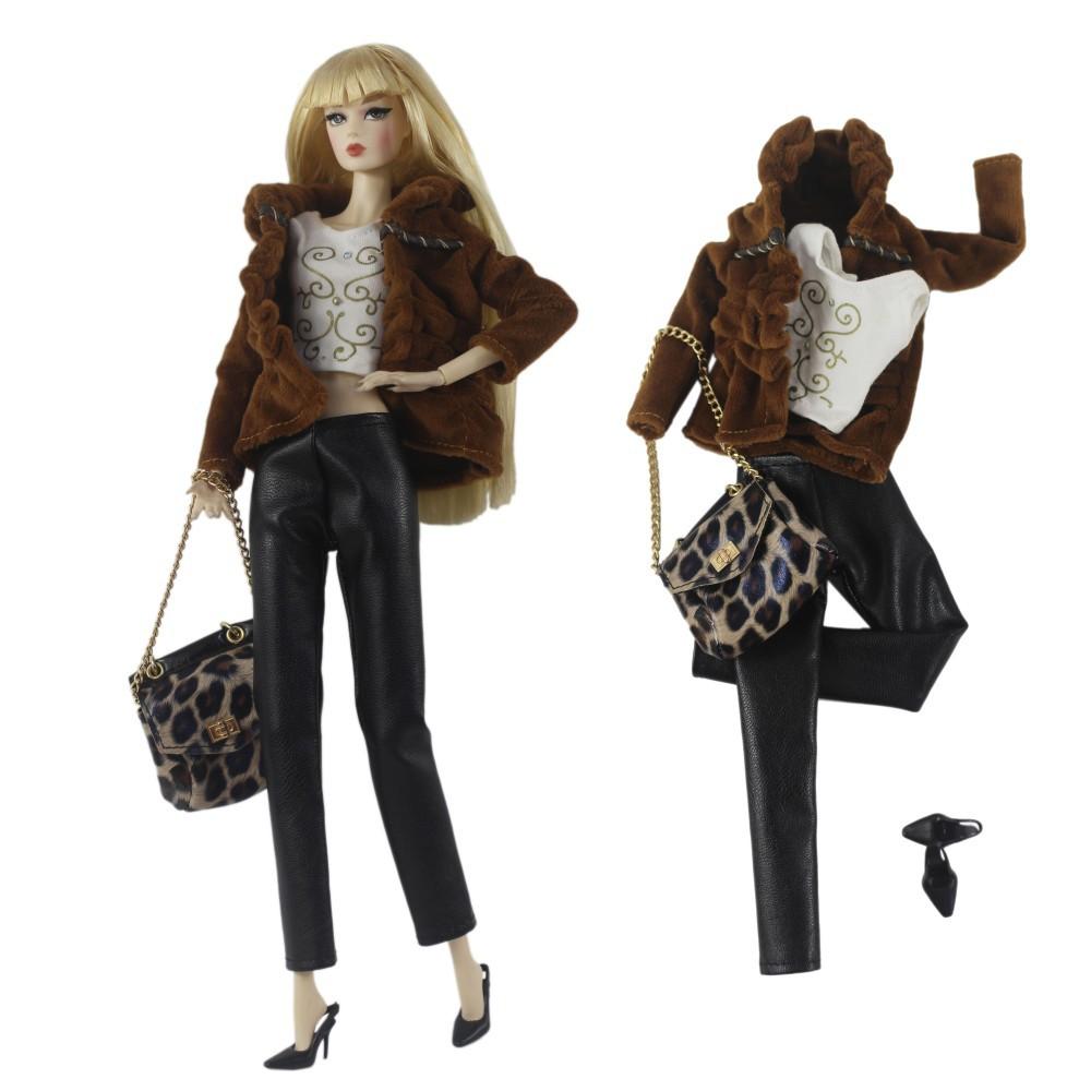 1 Set 11,5 Zoll Puppe Lederkleidung 1/6 Puppenkleid 29-32 CM Puppenmantel Für FR ST Puppenzubehör Kleidung Damen Partykleidung JJ