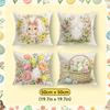 Easter Rabbit Flowers Pillowcase Printed Polyester 40/45/50Cm Throw Pillowcover Decorative Sofa Cushion Pillowslip Home Decor