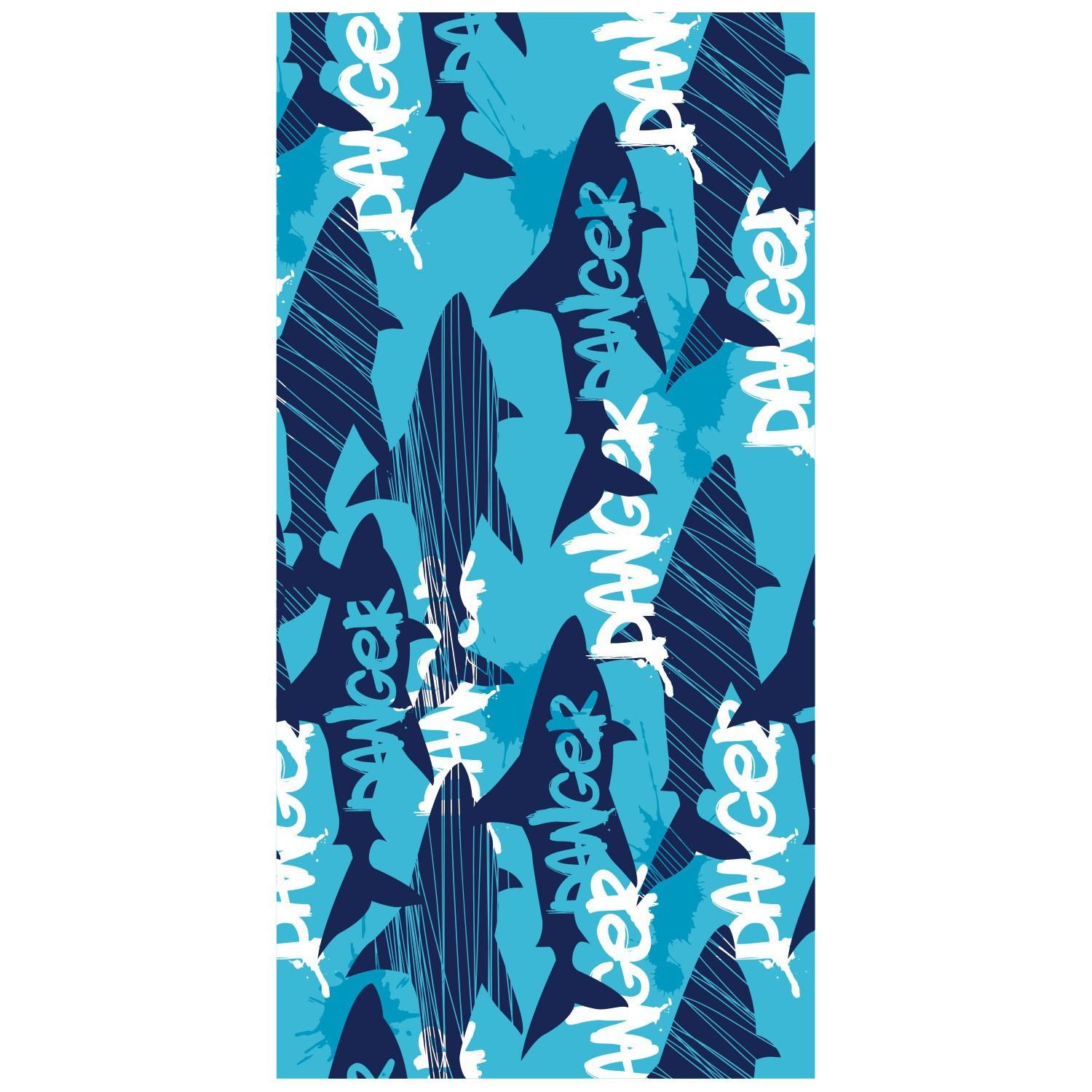 

Blue Black Shark Summer Paradise Palm Tree Print Beach Towel Quick Dry Microfiber Multi Purpose Towel for Beach Pool Camping Gym W30*H60(CM)