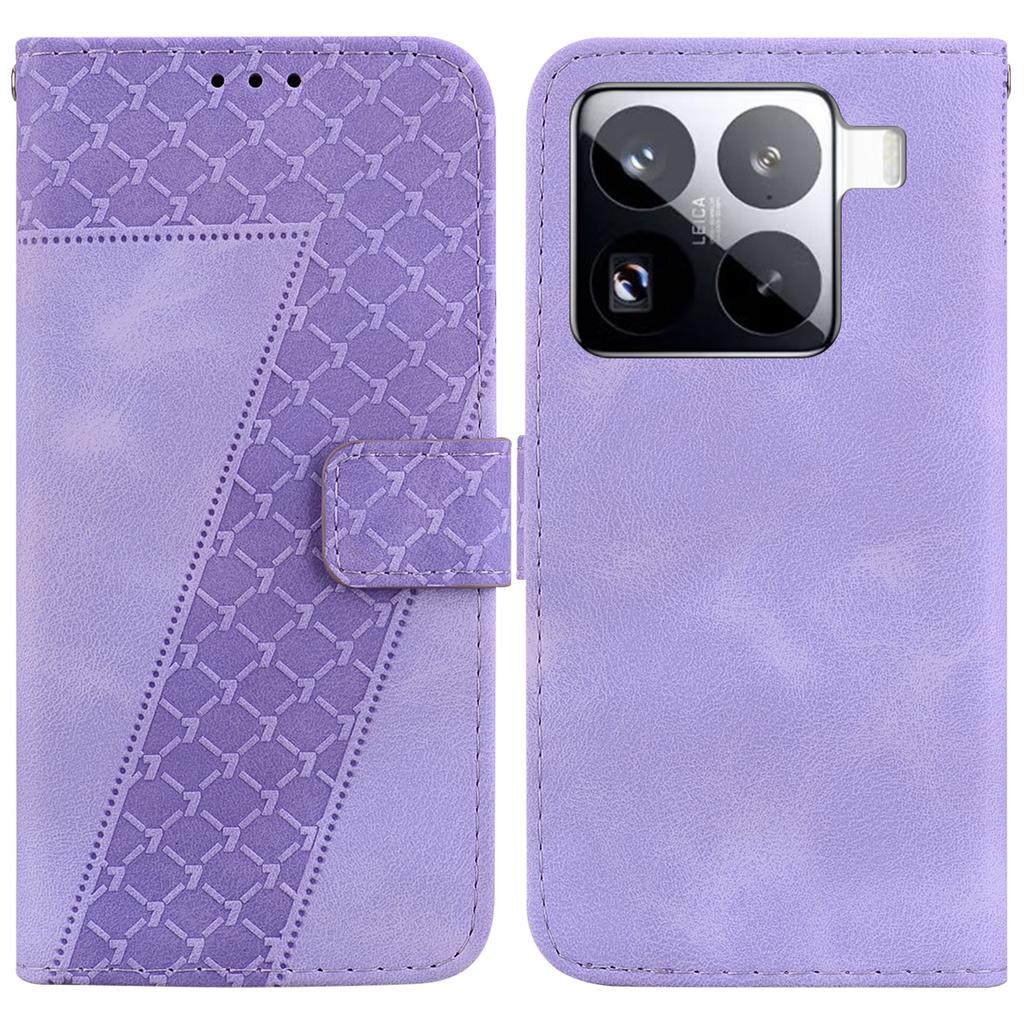 For Xiaomi 15 Pro Stand Case 7-Shaped Pattern Imprint Leather Phone Cover