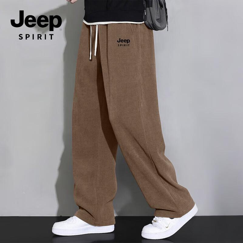 JEEP SPIRIT Men's Fleece-Lined Straight-Leg Casual Pants