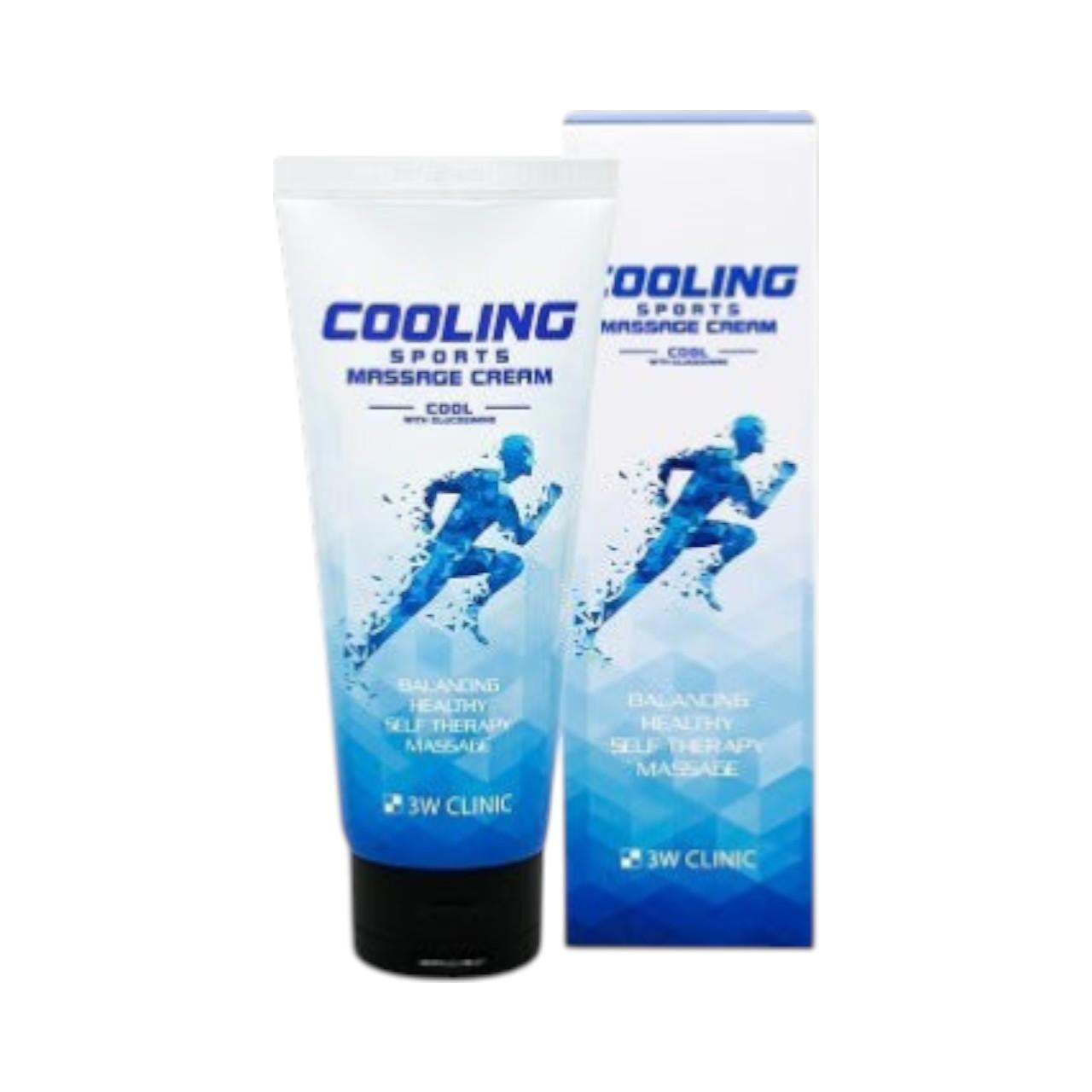 3W Clinic Cooling Sports Massage Cream - Muscle Relief & Joint Soothing with Glucosamine - 120ml / 4.06 fl.oz.