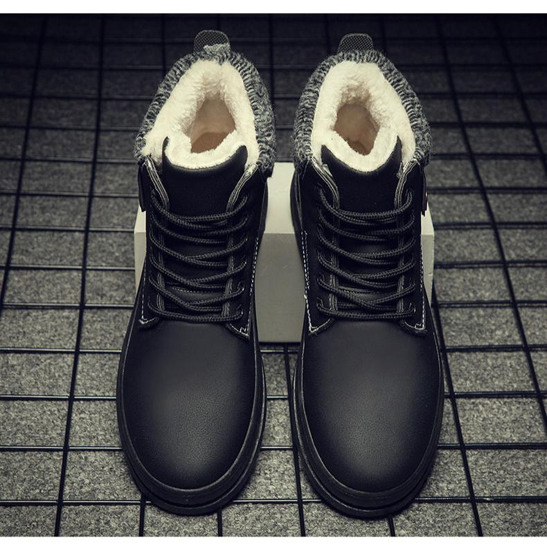 Men Waterproof Martin Boots Winter Plus Velvet Warm Boots Fashion High-top Shoes