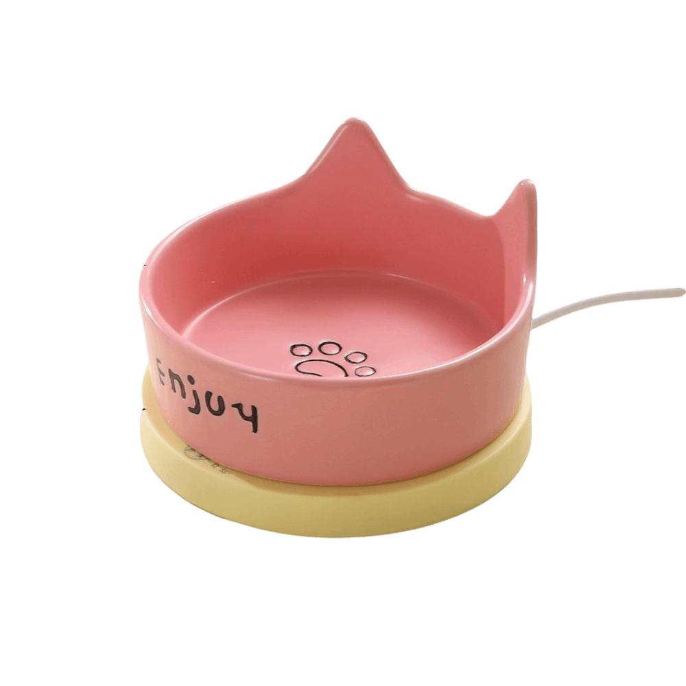 Noiseless Pet Heating Bowl Constant Temperature Automatic Heated Cat Bowl Large Caliber Cat Shape Dog Food Bowl Winter