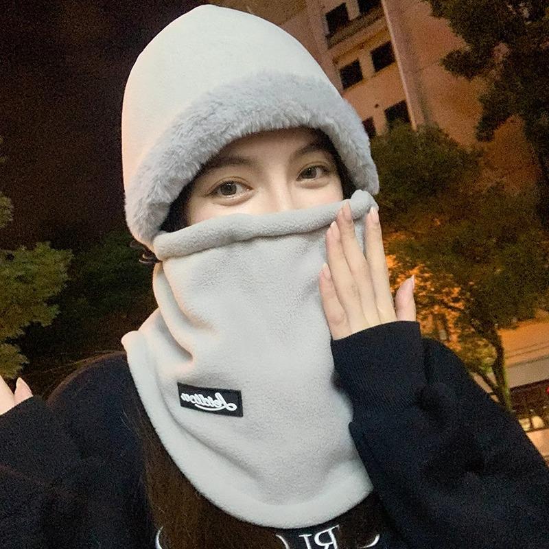 Warm Hats, Men's and Women's Autumn and Winter Outdoor Velvet Windproof Ear Protection Mask, Hat and Scarf Integrated Cycling Cold Protection Artifact