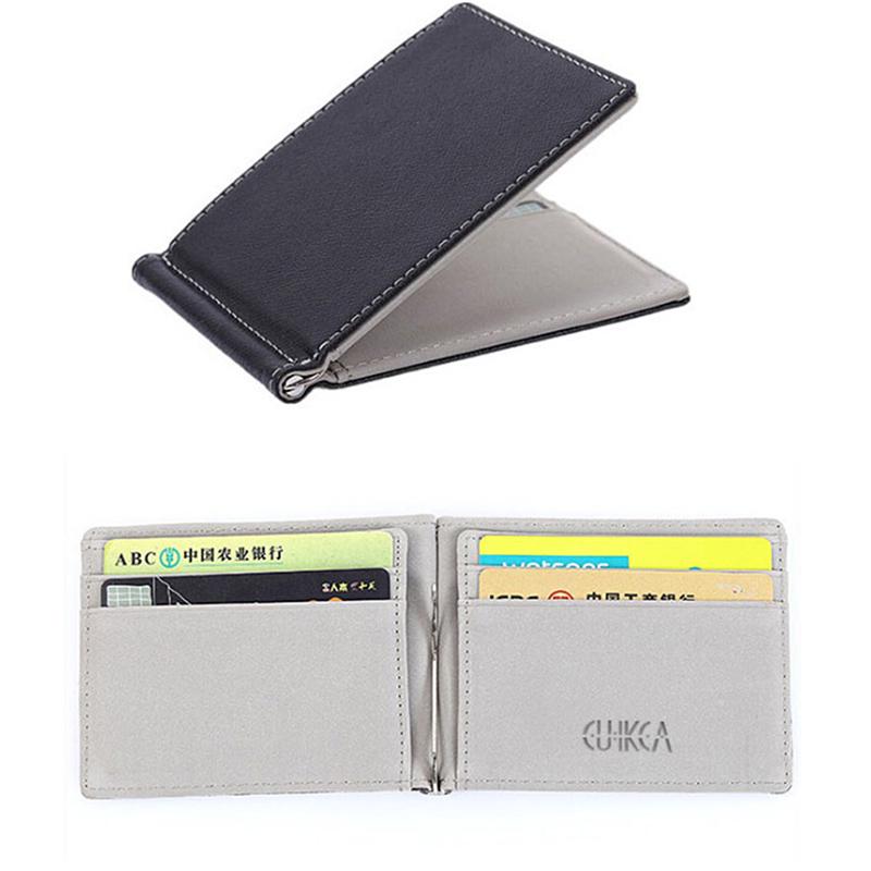 1X Billetera con Clip para Billetes Ultradelgada de Cuero para Tarjetas de Crédito/Identificación